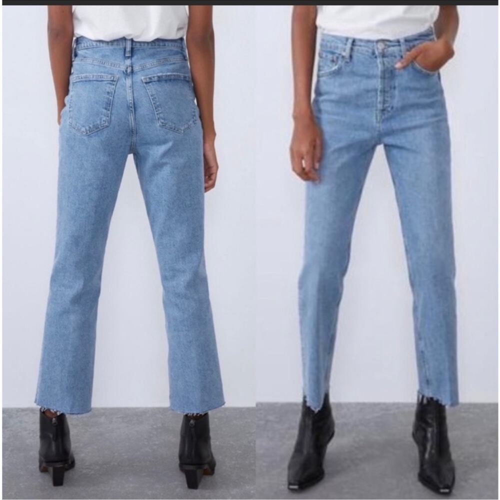 ZARA- High Rise Trumpet Ankle length Jeans in a Size 10 in Excellent Condition!